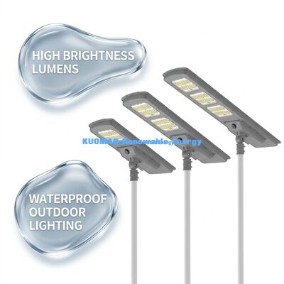 All In One LED Güneş Sokak Işığı 220lm / W IP65 Su geçirmez 2-3 Yağmurlu Günlerle Yolu ve Bahçe Işığı için Yedek
