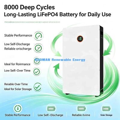 Çok Kaynaklı Şarj LiFePO4 Powerwall 51.2 V 200Ah Güneş Paneli Jeneratörü Şebeke Şarjlı Batarya