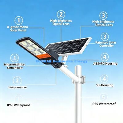 Dış kapı IP65 Solar Split Street Light Yağmur geçirmez Yıldırım Koruması LED Lamba