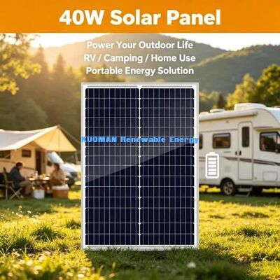 Hafif 40W Monocrystalline Güneş Paneli Kolay Kurulumlu 12V Şebeke Dışı Şarj Birimi