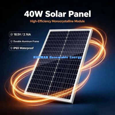 40 Watt Mono-Cell Güneş Paneli Şok Dayanıklı Tempered Glass RV Camping Acil Durum Gücü