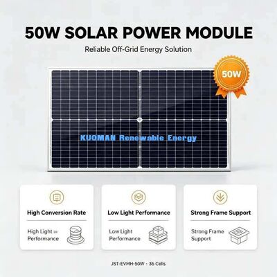 Dayanıklı 50W Monocrystalline Güneş Paneli Rüzgar Kar Dayanıklı Alüminyum Alaşım Çerçeve