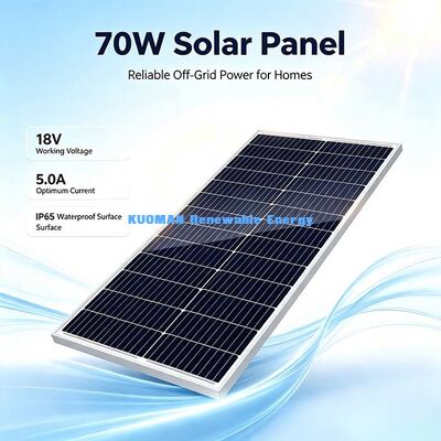 Birinci Sınıf A 70W Monokristal Güneş Paneli Kararlı 17,5V Çalışma Gerilimi Şebekeden Bağımsız Akü Şarj Cihazı