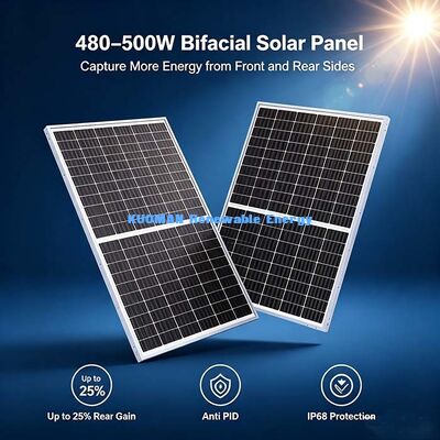 480-500W N-Tip İki Yüzlü Güneş Paneli, 23.16% Yüksek Verimlilik 16BB SMBB PV Modülü