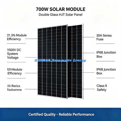 Konut Çatı Tipi 700W HJT PV Panel, Premium 16 Busbar Güneş Hücresi Teknolojisi