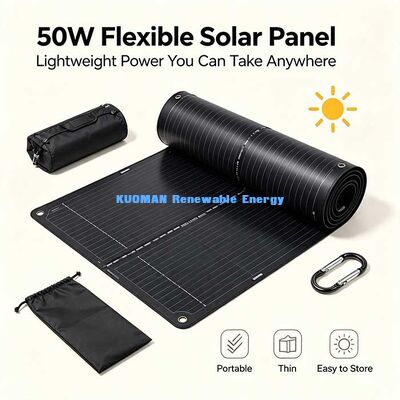 50W Karbon Fiber Takviyeli Esnek Güneş Paneli, Karavan, Yat ve Balkon için Çatlamaya Dayanıklı Katlanabilir Güneş Kiti