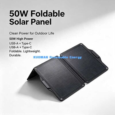 50 W Katlanabilir Taşınabilir Güneş Enerjisi Paneli, Kamp ve Balıkçılık için Çoklu Cihaz Şarjı