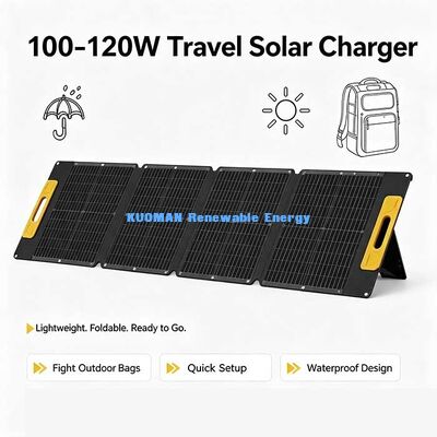 120W Hafif Katlanır Güneş Paneli, Karavana ve Plaj Gezilerine Uygun Sıçrama Korumalı Şebekeden Bağımsız Güneş Şarj Cihazı