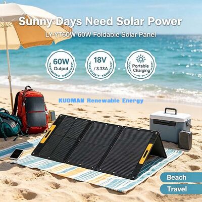 60W sıçrama dayanıklı katlanabilir güneş enerjisi paneli, taşınabilir jeneratör için şebeke dışı güneş şarj cihazı