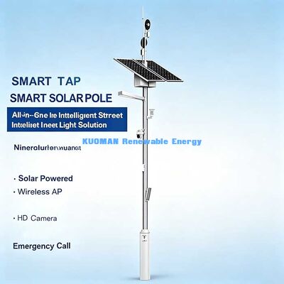 Solar Smart Pole 02, All‐in‐One Smart Street Light Camera, WiFi, Weather Station & Emergency Call ile