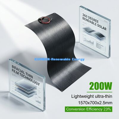 Sabit 200W Esnek Güneş Paneli IP65 Su geçirmez 360 Derece Eğilebilir Şebeke dışı yaşam için