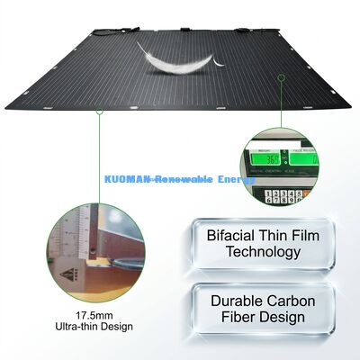 IP67 Su Geçirmez 200W Güç Çıkışı 360° Bükülebilir Esnek Çift Yüzlü Güneş Paneli Karavan, Ev ve Seyahat İçin