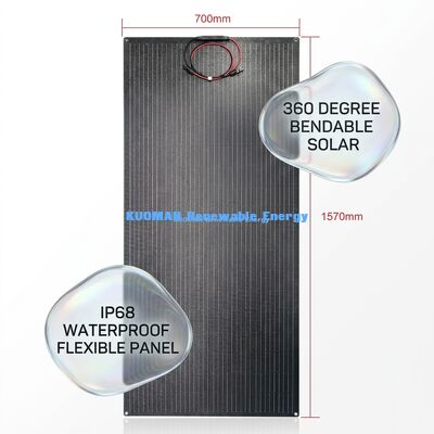 200W Monokristal Silikon Esnek Güneş Paneli, IP67 Su Geçirmez Karbon Fiber Tasarımlı