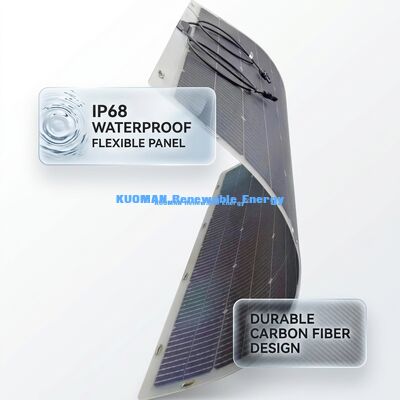 IP67 Su Geçirmez 200W Güç Çıkışı 360° Bükülebilir Esnek Çift Yüzlü Güneş Paneli Karavan, Ev ve Seyahat İçin