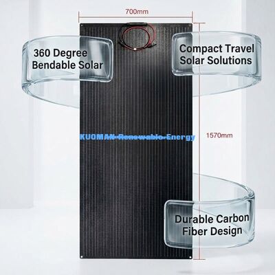 100W 210W IP68 Su Geçirmez Esnek Güneş Paneli Seyahat ve Konut İçin İnce Film Fotovoltaik Panel