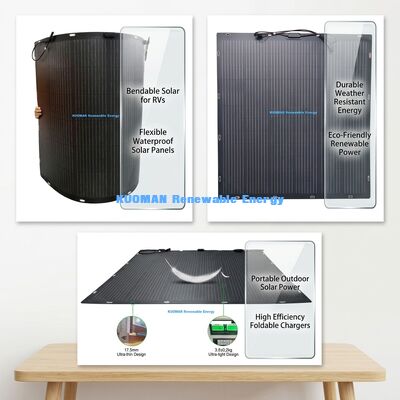 100W IP68 Su geçirmez 360° Eğilebilir Esnek Güneş Paneli FCC Sertifikasıyla Çatı ve Tekneler için