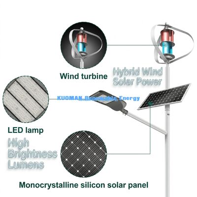 100W-200W Rüzgar-Güneş Hibrit Sokak Lambası, IP65 Su Geçirmez ve 12saat*365gün Çalışma Süresi ile Şebekeden Bağımsız Yollar İçin