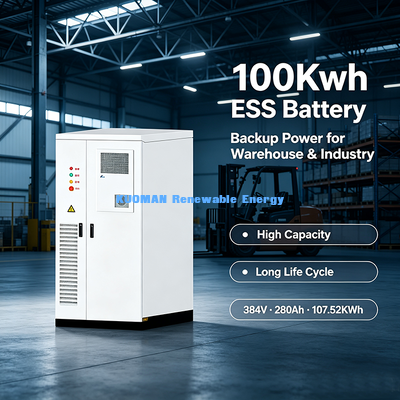 100KWh 384V LiFePO4 ESS Enerji Depolama Kabineti 280Ah Solar Çiftlik ve Ticari Mikrogrid için Pil