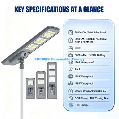 Energy Saving All In One Solar Street Light 40W SMD5050 LED Solar Lamp No Electricity Cost