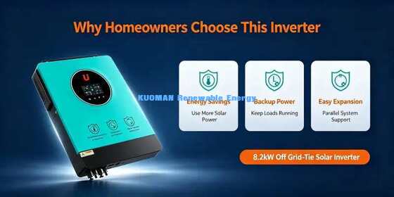 8200VA MPPT Güneş Hibrit Inverter Çift Yüklü Çıkış Ev Güneş Yedek Sistemi