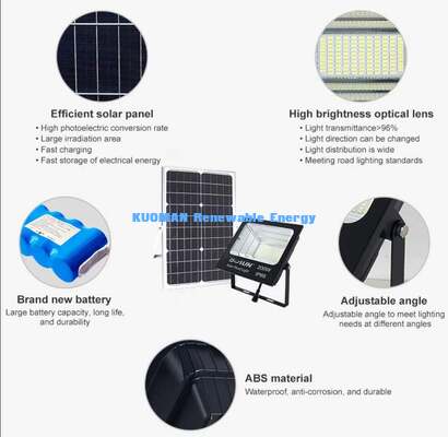 Dış Mekan Güneş Enerjili LED Projektör Döküm Alüminyum Gövde İyi Isı Dağılımı