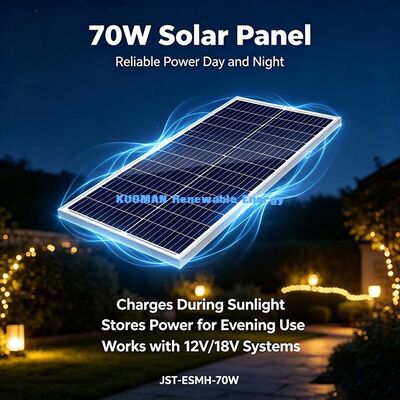 70W Monocrystalline Güneş Paneli Önceden delinmiş montaj delikleri Kolay kurulum arka bahçe kulübesine Güneş Şarj Paneli