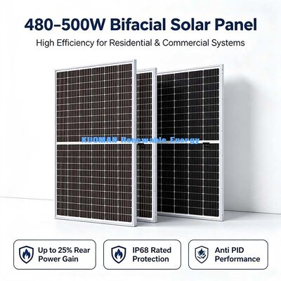 Geniş sıcaklık aralığı 490W İki yüzlü Güneş Modülü, 40°C ~ + 85°C Çalışma aralığı