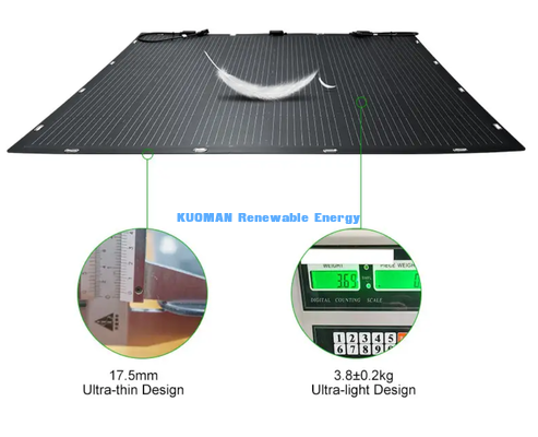 50W Monokristal Esnek Güneş Paneli, Karavan, Denizcilik ve Açık Hava Kampı için Su Geçirmez Şebekeden Bağımsız Güneş Enerjisi