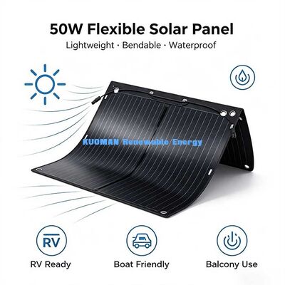 50W Karbon Fiber Takviyeli Esnek Güneş Paneli, Karavan, Yat ve Balkon için Çatlamaya Dayanıklı Katlanabilir Güneş Kiti