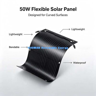 50W Ultra-Işık Esnek Güneş Paneli, RV, Tekne, Kamp ve Balkon Enerjisi için Kolay Montajlı Katlanabilir Güneş Enerjisi