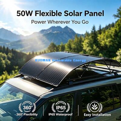 50W 360 derece bükülebilir güneş paneli, RV, Yat, Balkon ve Kamp için katlanabilir Karbon-Fiber Güneş Enerjisi Kit