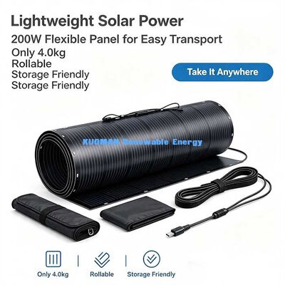200W Ultra İnce Esnek Güneş Paneli, RV Tavanı, Yat, Kamp Güneş Sistemi için MC4 Bükülebilir Güneş Modülü