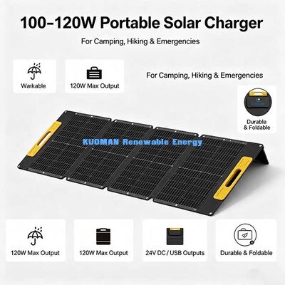 100-120W Yüksek Verimli Katlanabilir Güneş Paneli, Şebeke Dışı Maceralar İçin Sıçrama Korumalı Taşınabilir Güneş Şarj Cihazı