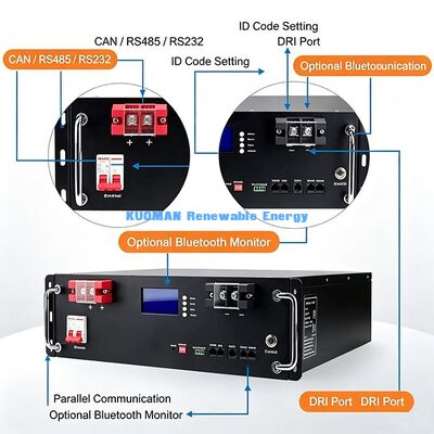 5.12kWh Rack-Mount Lityum Bataryası Çıkartma Eldivenleri Dolaplar için Kolay Kurulum ve Bakım